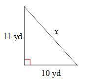 Find the missing side of the triangle. A. 321−−−√ yd B. 221−−−√ yd C. 338−−√ yd D. 21−−√ yd