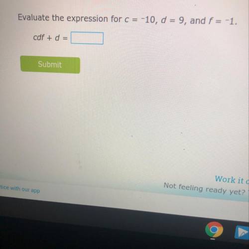 ￼ evaluate the expression for c=-10, d=9 and f=-1
