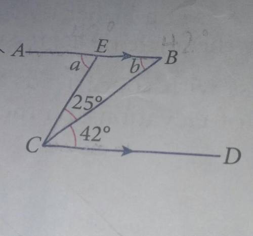 In the diagram, find the values of a and b.
