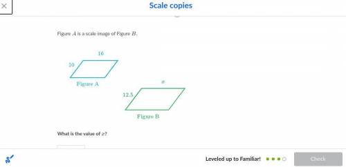 Figure a is a scale image of figure b. what is the value of x? please answer asap!