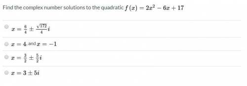 Find the complex number solutions to the quadratic f(x)=2x^2-6x+17