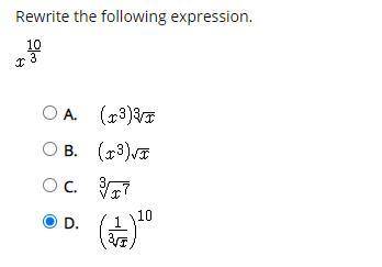 Rewrite the following expression x^10/3