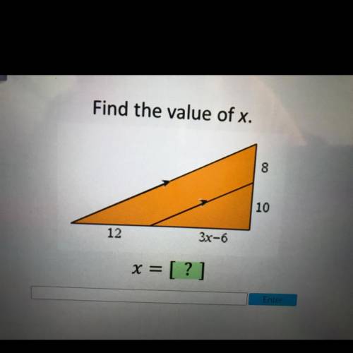 Find the value of x please help ASAP picture below