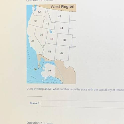 Using the map above, what number is on the state with the capital city of Phoenix?

Please help AS