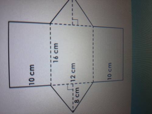 What is the area surface of the triangular prism? A. 448cm B.608cm C.704cm or D.640cm