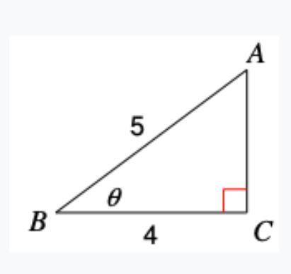 Use trig ratios to find the measure of the angle in this triangle. A .cos^-1(4/5) B. tan(4/5) tan^-