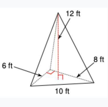I'VE BEEN STUCK ON THIS .... Find the volume of this triangular pyramid Volume = 1/3(Area of Base)(