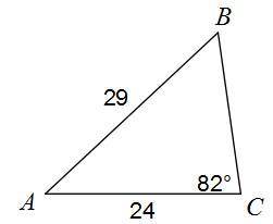 Solve the triangle. Round your answers to the nearest tenth. A. m∠A=43, m∠B=55, a=16 B. m∠A=48, m∠B