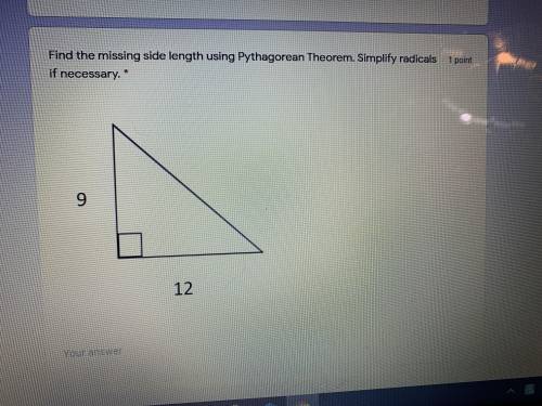 Find the missing side length using pythagorean theorem. simplify radicals if necessary* PLEASE HELP