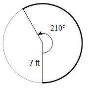 Find the length of the arc. A. 187π/12 ft B. 16π/3 ft C. 49π/6 ft D. 343π/12 ft
