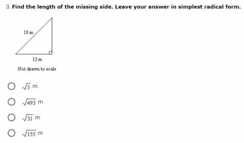 Find the length of the missing side. Leave your answer in simplest radical form.