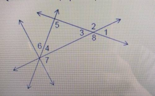 Identify the pairs of supplementary angles in the figure. A) ∠1 and ∠3; ∠2 and ∠8; ∠6 and ∠7; ∠5 an