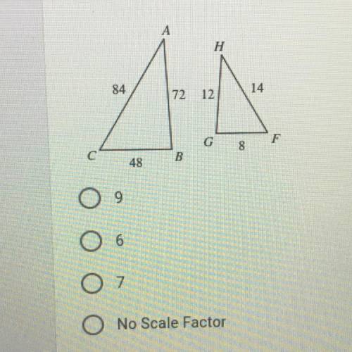 What is the scale factor of the small triangle to the big triangle?