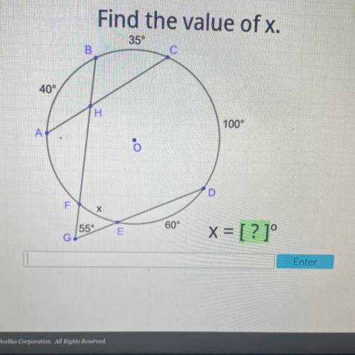 Geometry: Find the value of x.
X = [?]°