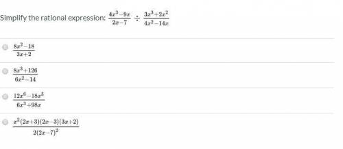 Simplify the rational expression(picture and choices attached)! 15 points and will give Brainliest.
