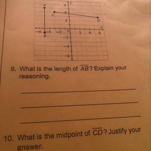 For 9-10, use the graph below.

9. What is the length of AB? Explain your reasoning.
10. What is t