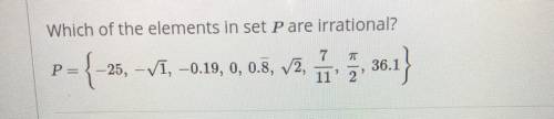 Which of the elements in set P are irrational