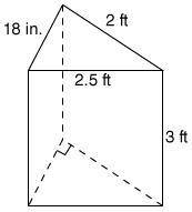 What is the volume of the triangular prism below? V = ____ ft3