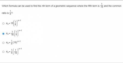 Which formula can be used to find the nth term of a geometric sequence where the fifth term is 1/6