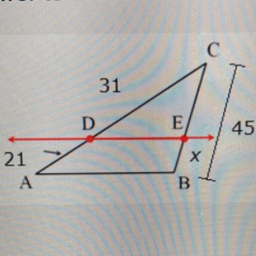 Determine the value of x that will make DE || AB on the diagram below. Round your

answer to the n