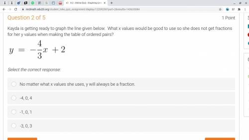 What x values would be good to use so she does not get fractions for her y values when making the