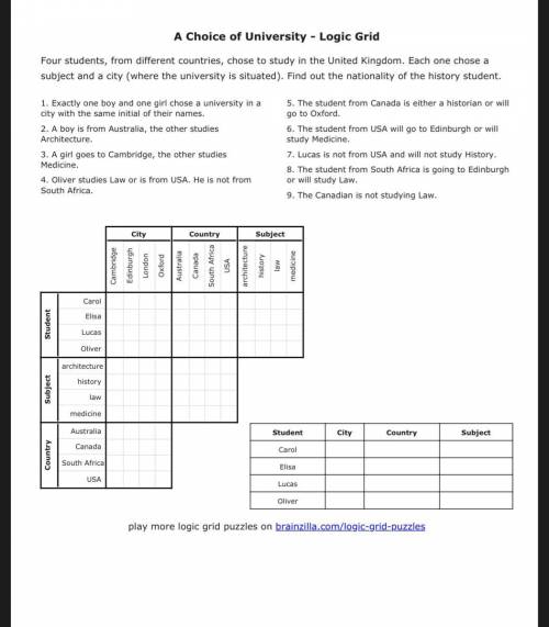 Need Help Solving Logic Grid
