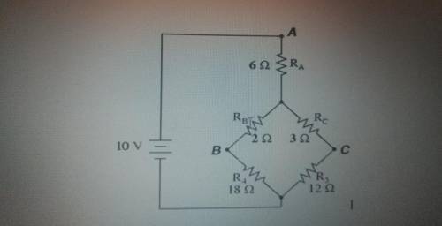Q.Solve the following circuit find total resistance RT. Also find value of voltage across resister