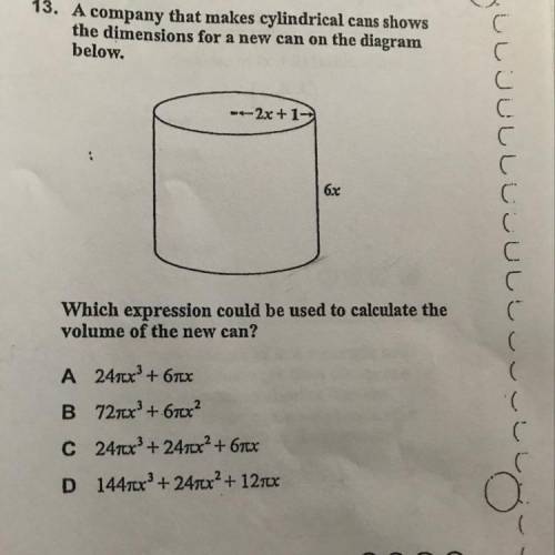 Which expression could be used to calculate the volume of the new can?
