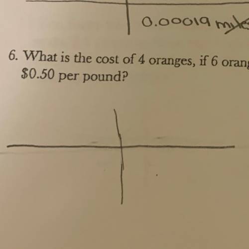 What is the cost of 4 oranges, if 6 oranges weigh 2.4 pounds and the price of oranges are

$0.50 p