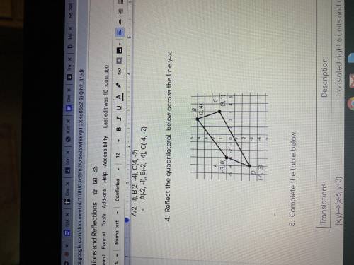 Reflect the quadrilateral across the line y=x