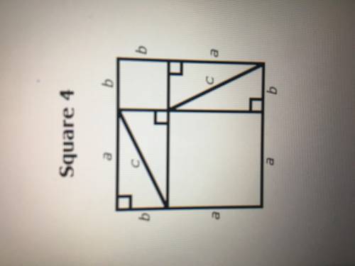 Write an expression for the area of square 4 by combining the areas of the four triangles in the tw