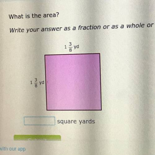 What is the area?
Write your answer as a fraction or as a whole or mixed number.
