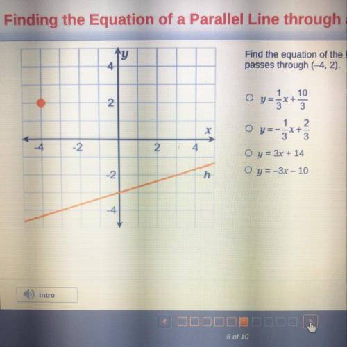 Find the equation of the line parallel to H passes through (-4,2)