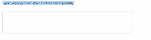 Explain why angle is considered a defined term in geometry.