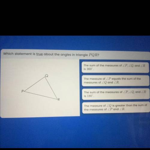 What statement is true about the angles in triangle PQR