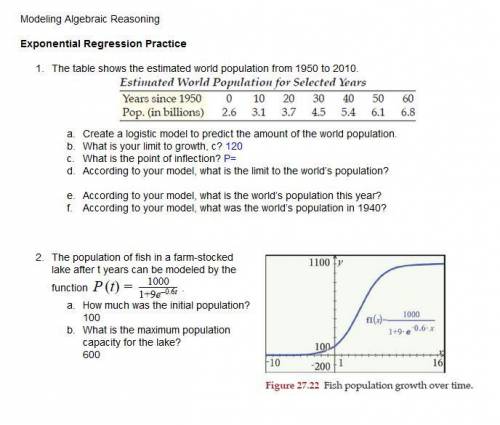 The table shows the estimated world population from 1950 to 2010. Create a logistic model to predic