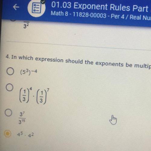 Help pls in which expression should the exponents be multiplied