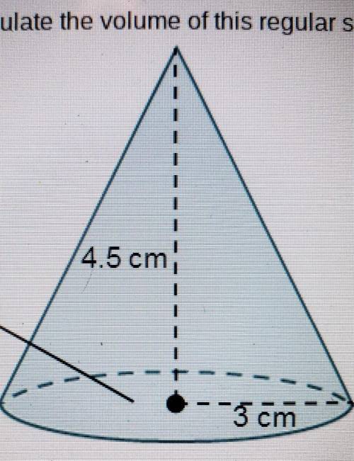 Calculate the volume of this regular solid.

What is the volume of the cone? Round your answer tot