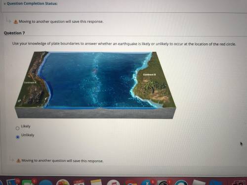 Please help, use your knowledge of plate boundaries to answer whether an earthquake is likely or un