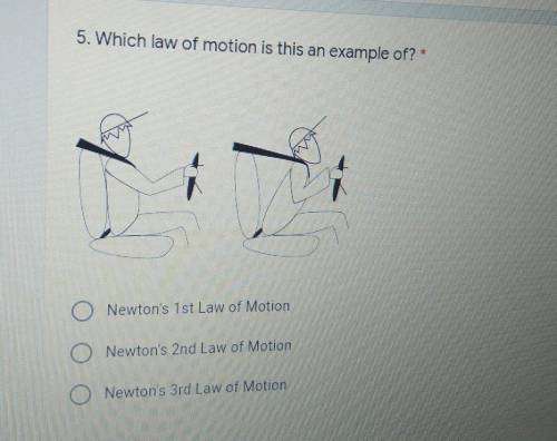Which law of motion is this an example of? Newton's 1st Law of Motion

Newton's 2nd Law of Motion