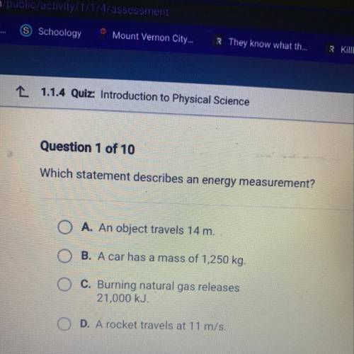 Which statement describes an energy measurement?