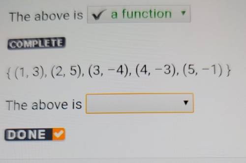 {(1,3), (2, 5), (3,-4), (4, -3), (5, -1)} The above is DONEFunction or not a Function?