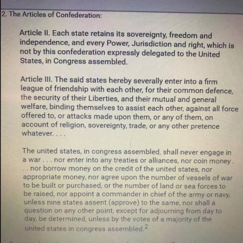 The articles of confederation: summary (provide a separate summary of each section)