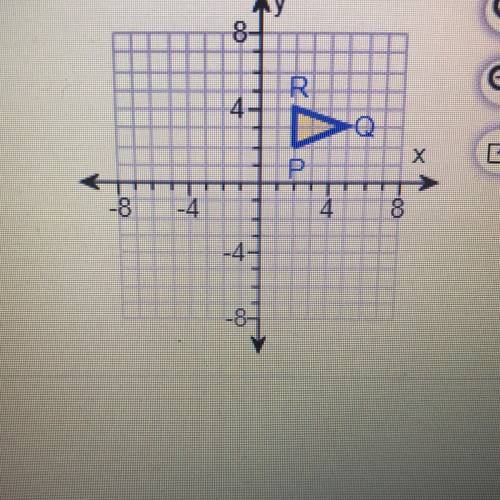 I need helpp asap

Suppose PQR is rotated 90 degrees about the origin, (0,0). Find the coordinates