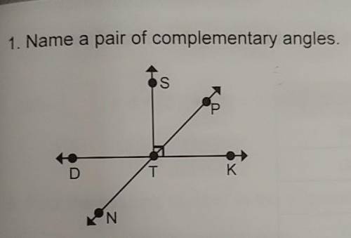 Name a pair of complimentary angles. (grades 7-8)