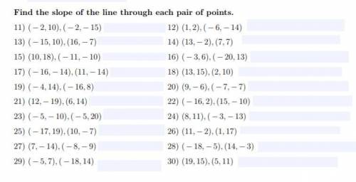 Find the slope of the line through each pair of points.