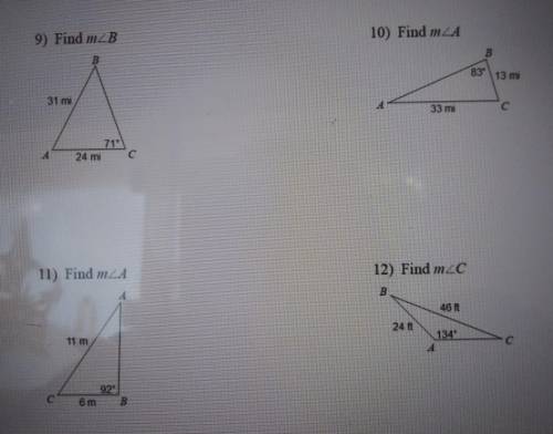 Part 3. Use the Laws of sines. Please show work. Round to the nearest tenth.