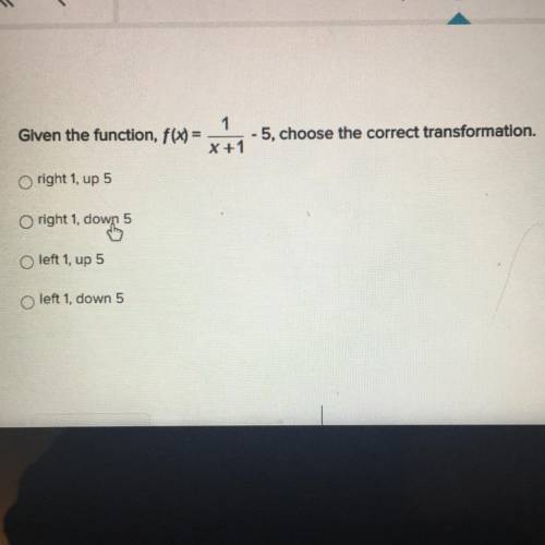 Given the function, choose the correct transformation.