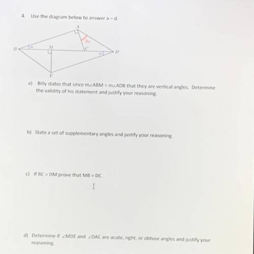 Ird Block Geometry

4
Use the diagram below to answer a-d.
Geomet
Asigned
100 points
bete
a) Billy