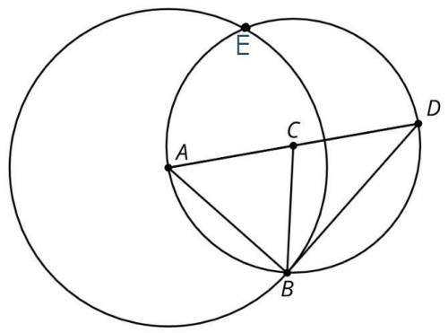 The diagram was constructed with straightedge and compass tools. Point A is the center of one circl